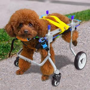 Four-Wheeled Adjustable Dog Wheelchair, Lightweight Mobility Bicycle Trailer for Disabled Pets, Easy to Assemble, Supports Walking and Exercise (XSLW)