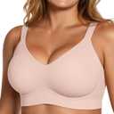 OEAK Womens Wireless Seamless Bras Jelly Full Coverage Supportive Bra Push Up Plus Size Everyday Bra Comfortable Tshirt Bras S