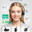 Wireless Headset with Mic for Work, AI ENC Noise Cancelling for Clear Call & Meeting, Single Ear Work Headset with Charge Stand for Remote & Office. Bluetooth 5.3 & USB 2.4G Dongle for Zoom & Teams