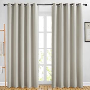 NICETOWN Room Darkening Natural Curtains & Drapes for Living Room - Thermal Insulated Solid Grommet Sound Reducing Privacy Window Treatments for Bedroom, 2 Panels, W66 x L84 (66"W x 84"L (Pack of 2))