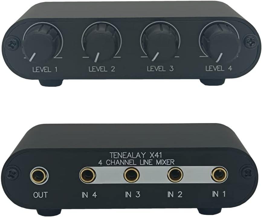 4 Way Audio mixer Stereo line levels control Box mini passive mixer (X41)