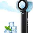 HandFan 5000mAh Portable Turbo Misting Fan, High Speed Handheld Ice Cooling Fan, Spray Water Mist Fans, Mini Hand Fans Rechargeable, 100 levels Adjustable, for Summer Travel Concerts Disney(Black)