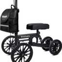 All Terrain Knee Scooter with Disc Brake System, Steerable Knee Walker for Adults for Foot Surgery, Broken Ankle - Rover Scooter for Broken Foot Injured Leg Crutch (Black)