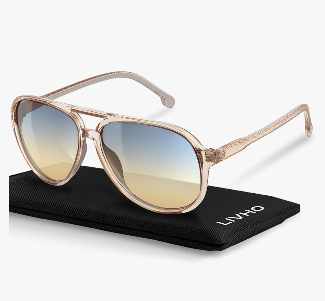 livho Trendy Polarized Aviator Sunglasses Women Men, Retro Sun Glasses for Women Men 2025, Oversized UV Protection Shades