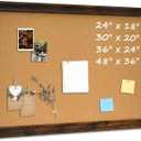 Cork Bulletin Board, 24"x18" Corkboard for Wall with Vintage Brown Wooden Frame, Hanging Pin Board for Home Office Decor, 10 Push Pins