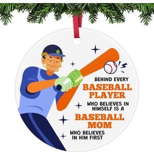 Baseball Ornament for Christmas Tree Baseball Mom Lovers Team Players Coach Mother Gift for Women Appreciation Thank You Mother Christmas Ceramic Hanging Ornaments for Home Office Decor