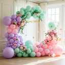 Pink Purple Mint Green Balloon Arch Kit Double Stuffed Pastel Balloons with Gold Butterflies for Baby Shower, Girl Birthday, Butterfly Theme, Baby in Bloom, Spring or Garden Party Decor