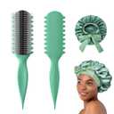 2 x AM8:00 2in1 Styling Set, Curl Defining Brush for Wet Curls, Define Hairbrush for Enhancing Definition,Satin Bonnet for Sleeping, Silk Bonnet Suitable for Curly Hair,for Women