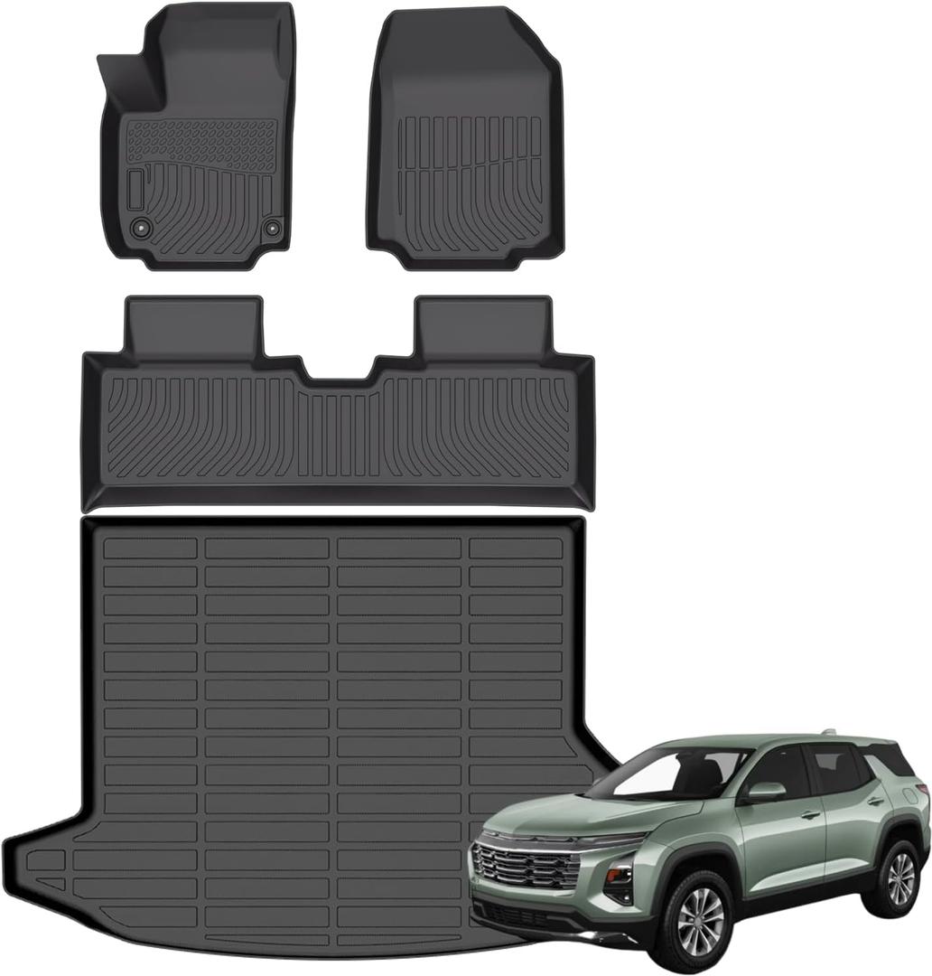 Floor Mats Cargo Mats for 2025 Chevy/Chevrolet Equinox Fuel (not for EV) TPE Rubber Floor Liner Set Cargo Liner Accessories