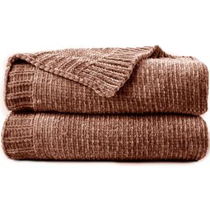 Chenille Throw Blanket for Couch, Cozy Soft Blanket Lightweight Decorative Throw for Living Room Sofa Chair, Stylish Home Decor, Ideal for Gifting, Brown 50"x60"
