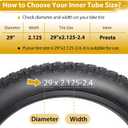 2 Pack 29 Inch Bike Tube, 29" Bicycle Tube for 29 x 2.125/2.2/2.25/2.3/2.35/2.4 Bike Tire, Butyl Rubber Inner Tube with 2 Tire Levers for Mountain MTB Bike
