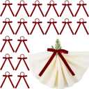 18 Set Christmas Napkin Rings 6in Velvet Bow Napkin Holders for Table Settings Festive Gift Serviette Holder Rings Bow for Christmas Birthday Party Anniversary Table Decorations(Burgundy)