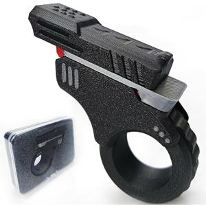 Fidget Gun Fidget Slider, Gun Fidget Toy Gun, 3D Printed Gun Fidget Toy Stress Relief Relax EDC Gyro Finger Toy Ring Fingertip Textured Fidget Spinner Flip ASMR ADHD 3+ (Luna Black)