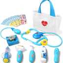 Liberry Doctor Kit for Toddlers 3-5 Years Old, 18-Piece Kids Doctor Bag Pretend Play Toys, Durable Medical Kit with Toy Stethoscope, Blue Doctor Gift for Boys Girls