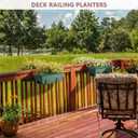 Deck Railing Planter Box Set of 2, Fence Hanging Balcony Window Boxes Planters with Adjustable Plant Hanger Bracket, 17" Railing Flower Boxes Outdoor for Porch Rail Patio Garden Dcor, Green