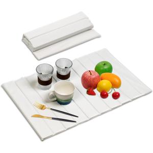 Stone Drying Mat, Quick Drying Fast Absorbent Non-Slip kitchen Dish Drying Mats, Foldable Diatomaceous Earth Mats for Dishes Cups,Match Any Countertop (PU Leather)