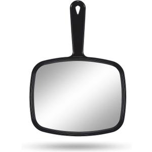 PROTECLE Hand Mirror, 10.3" L x 7.4" W Salon Barber Hairdressing Handheld Mirror with Handle, Square Black