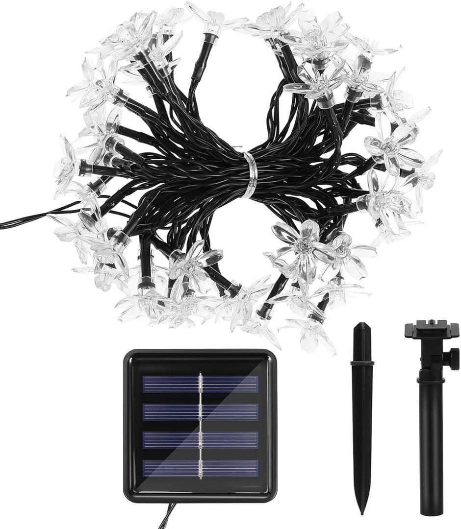 Cherry Blossom String Lights Solar-Powered Led Warm White Outdoor Decorative Lights for Garden Party Wedding