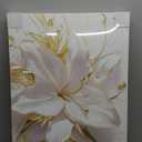 WENGTIAO 3Pcs Elegant White Lily Flowers Canvas Wall Art Boho White Floral Gold Edges Prints Pictures Paintings Beige Blossom Artwork for Living Room Bedroom Office Bathroom 20x28 x3