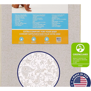 Dream On Me, 3 Inch Foam Pack and Play Mattress, White, White/Brown, 25C-GR, 3 Inch (Pack of 1)