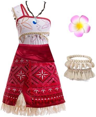 Hewtwerck Princess Costume for Girls Adventure Outfit Ocean Birthday Party Dress Up with Necklace & Anklet Accesories, 3T