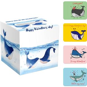 ysmile Valentine Box for Kids with Exchange Card, Mailbox for Class Party Favor - Whale You Love Me ?