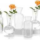 Mini Glass Vases for Centerpieces - Hewory Clear Small Bud Vases in Bulk, Cute Flower Vases Set for Wedding, Home Decoration, Table Decor (Clear, 8)