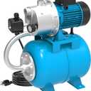 LEO Shallow Well Pump with Pressure Tank 1.5HP, Irrigation Jet Pump 1200 GPH Automatic Booster Sprinkler System,Stainless Steel Water Transfer Camp Pumps for Home, Garden, Lawn