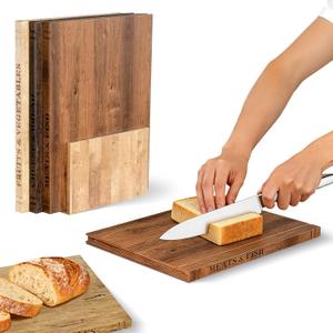 Book Cutting Board Set100% Acacia WoodEach Set Comprises Three Pieces, Including a Wooden Stand.Cheese, Bread and Grilled Meat Display