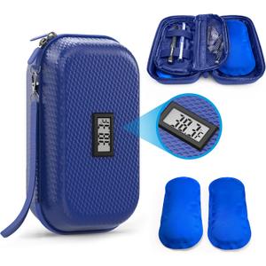 Insulin Cooler Travel Case TSA Approved, Refrigerated Medicine Travel Case with Temperature Display, Wrist Strap & 2 Reusable Ice Packs, Gift For Daily and Trip