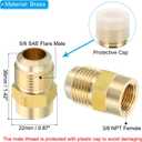 PATIKIL Brass Flare Tube Fitting, Union Coupling Gas Adaptor 5/8" (7/8"-14UNF) SAE 45° Flare Male to 3/8" NPT Female Pipe Connector Adapter with PTFE Tape for Refrigeration Gas System