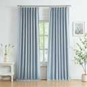 WEST LAKE 90 Inches Length Dusty Blue Pinch Pleated 100 Blackout Curtain Panels with Liners,Linen Textured Drapes for Bedroom Living Room,Energy Efficient Backtab Hooks Window Treatment,40" Wx90 Lx2