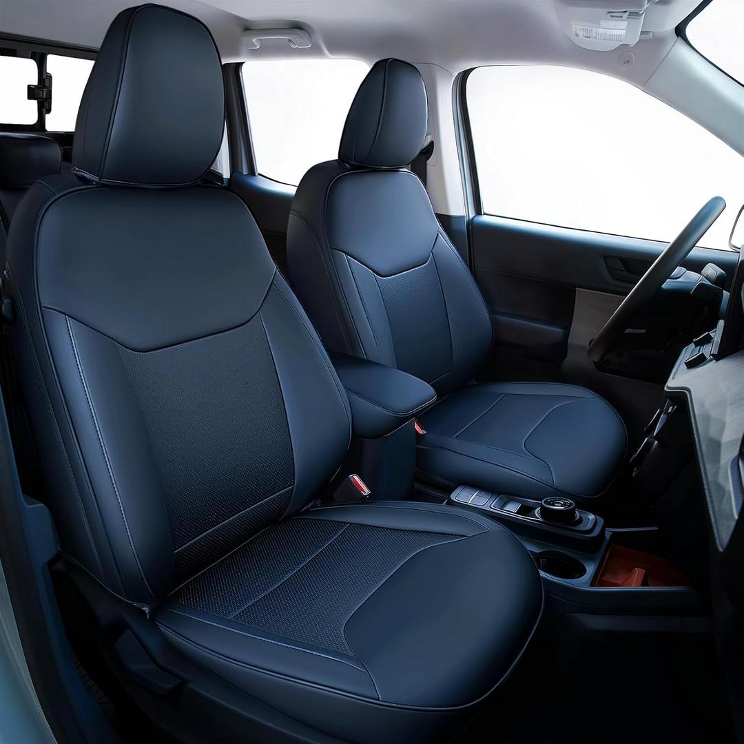 Carlimeki Leather Seat Covers Custom Fit for Maverick 2022-2026, Compatible with XL, XLT, Lobo, Lariat, Tremor Model - Armrest Covers Included - Faux Leather, Fully Covered, Fit Like a Glove