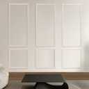 Pre-Cut Peel and Stick Wall Molding Kit Wainscoting Trim- Self Adhesive Premade Accent Panel Chair Rail for Interior Moulding Home Decor Accent Wall Set of 6 pcs - 3 Top 3 Bottom, Ready to Assemble (White)