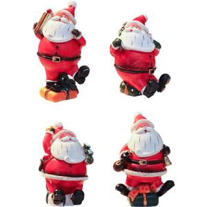 IMENE 4 PCS Small Santa Claus,Resin Santa Figurines Christmas Miniatures Ornament Christmas Santa Claus Decorations for Tabletop Xmas Party Supplies