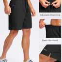 Pudolla Men's 7" Gym Workout Shorts with Zipper Pockets Quick Dry Running Athletic Shorts (3X-Large, Black)
