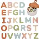 JoyCat Silicone Alphabet Magnetic Letters, 26 Uppercase ABC Fridge Magnets for Toddlers & Kids 3+, Preschool Learning Refrigerator Toy Set, Birthday Gifts for Boys Girls (Muted Color)