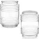 2 Pcs Clear Cylindrical Glass Lamp Shade Replacement, 3-1/4-inch Fitter Opening, 3.7 in W x 4.8 in H Porch Jelly Jar Light Fixture for Outdoor Patio Exterior Wall Front Door