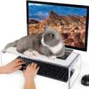Anti-Cat Keyboard Cover, Laptop Keyboard Covers cat Proof, Clear Keyboard Protector, PC Desk Stand for Keyboard Storage Acrylic Monitor Stand Riser and Laptop Stand Riser (20"/7.1"/4.8")