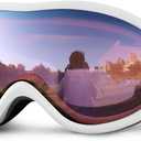 SPOSUNE Ski Goggles Over Glasses with Dual lens, Anti-fog Anti-UV Snow Goggle for Men Women Youth Skiing Snowmobile (White Frame + Magenta Lens Vlt 35%)