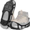 Ice Cleats Crampons for Shoes and Boots Anti Slip Snow Cleats 24 Shoe Spikes for Snow and Ice Grippers Crampons for Hiking Boots Women Men Kids Winter Walking Hiking Fishing (Small(3.5-5 men/5.5-7 women), Without Adjustable Strap)