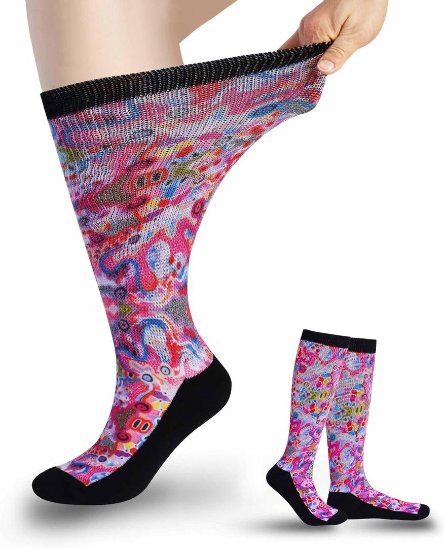 Diabetic Socks for Women & Men Extra Wide, Over The Calf Non Binding Lymphedema Neuropathy Swollen Feet for Women Men