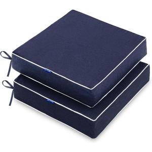MIULEE 19 x 19 x 3 Inch Outdoor Chair Cushions,Waterproof Seat Cushions for Patio Furniture Garden with Ties Patio Chair Cushions Set of 2,Navy