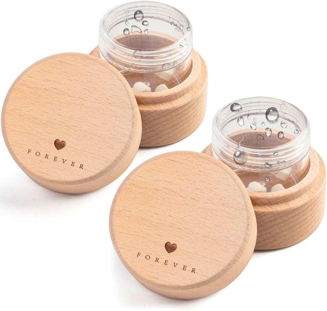 2PCS Pet Urns for Dog or Cat Ashes, Pet Hair Keepsake Box, Wooden Pet Cremation Urns, Mini urns for pet Ashes, Wooden Pet Fur Memorial Box Pet Loss Gifts Memorial Gifts (Heart Shape)