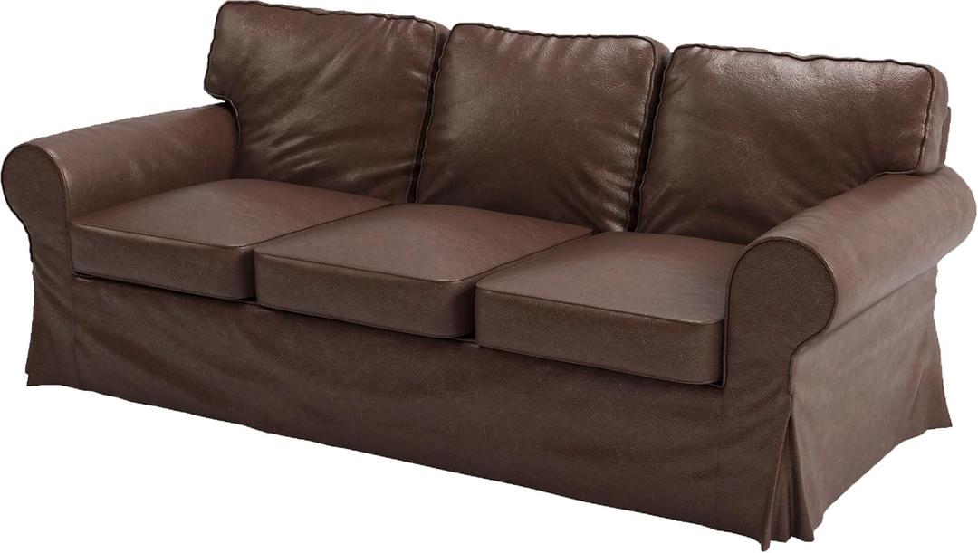 Ektorp 3 Seat Sofa Cover Replacement is Custom Made Slipcover for IKEA Ektorp Sofa Cover (New Brown PU Leather)