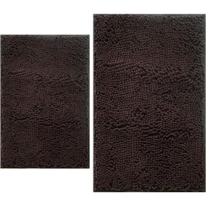 Bathroom Rugs Sets 2 Piece, Extra Soft Chenille Bath Mat Ultra Absorbent Bathroom Rug, Bathroom Mat with Sturdy PVC Non-Slip Bottom, Machine Washable Bath Rugs (20x32 Inch + 16x24 Inch, Coffee)