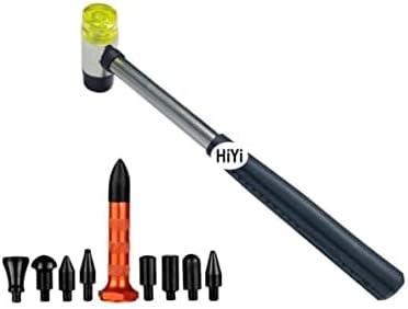 10Pcs Dent Repair Tool Kits Paintless Dent Removal Tap Down Tools Dent Rubber Hammer with 9 Different Shaped Hammer Heads for DIY dent Repair on Cars (Black)