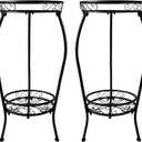 Metal Plant Stand 2 Tier Indoor Outdoor, 2 Pack Tall Flower Pot Shelf Rustproof Stable Heavy Duty Corner Stand, 28 inch Multiple Plant Display Rack for Living Room Patio Balcony Garden