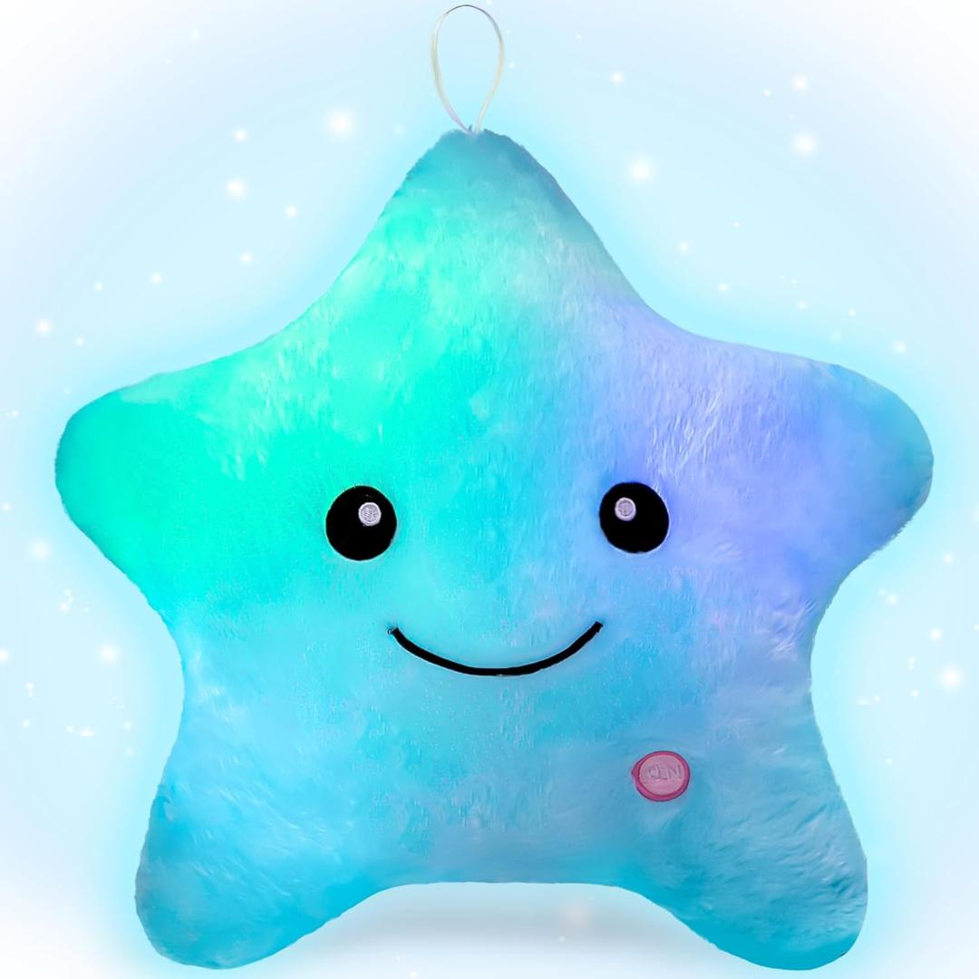 Subao Sensory Toys for Kids with Autism,14" Twinkle Star Plush Light Up Toddler Pillow,Autism Sensory Products,Toddler Travel Soft Toys,Birthday Xmas Easter Gifts for Boys Age 3 4 5 6 7 8 9 Blue