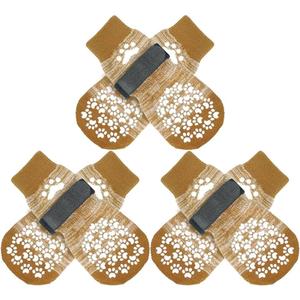 EXPAWLORER 6PCS Anti-Slip Dog Socks to Prevent Licking Paws,Dog Shoes for Hot Pavement,Best Paw Protector Traction Control on Hardwood Floor,Dog Booties for Puppy Small Medium Large Senior Dogs (Beige) XXL 6 Count
